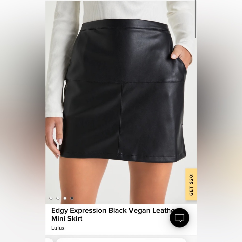 Lulus faux black leather skirt with pockets, large